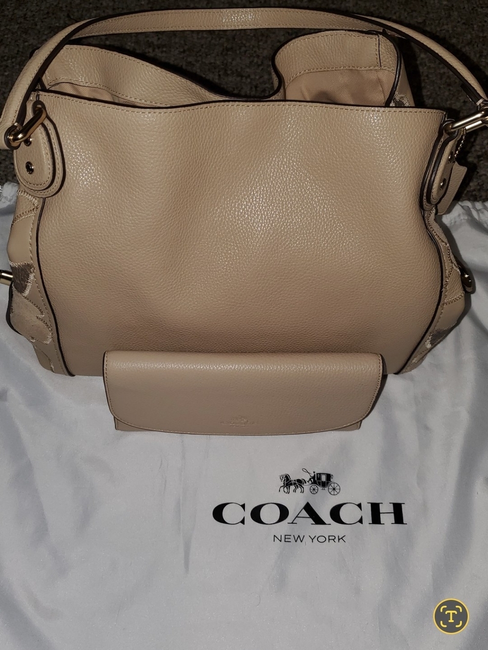 NWT Coach Edie  Shoulder Bag in Beechwood Color With Matching Wallet 250.00